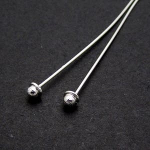 10 Pcs, 24mm, head 1.9mm,  Sterling silver Head Pins