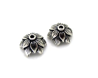 2 Pcs, 5 x 10 mm, Sterling Silver Bead Caps