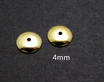 20 Pcs, 4mm, 24k Gold plated over Sterling Silver Bead Caps