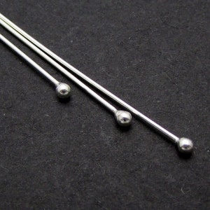 20 Pcs, 1.5mm(Ball), 26ga, 1.5 inch (38mm), Sterling Silver Ball Head Pins