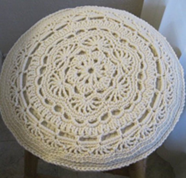 Crochet Barstool Or Vanity Chair Cover With Draw String Image 0