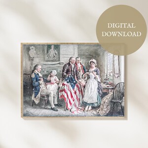 Patriotic Art Print I American Flag Home Decor I Betsy Ross Flag I Vintage Americana Art I Digital Download Wall Art I 4th Of July Decor
