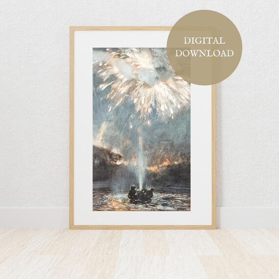Patriotic Vintage Artwork I Digital Download I 4th Of July Fireworks Art I Instant Printable