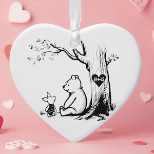Winnie The Pooh Valentine&#39;s Day Ceramic Heart - Cute Gift For Girlfriend or Wife - Sentimental Valentine Keepsake - Text on back option