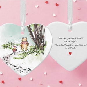 Winnie The Pooh Valentine&#39;s Day Ceramic Heart - Cute Gift For Girlfriend or Wife - Sentimental Valentine Keepsake