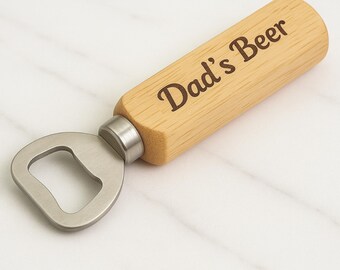 Personalised Engraved Wooden Handle Bottle Opener - Father's Day Gift For Dad or Grandad Personalised on the reverse