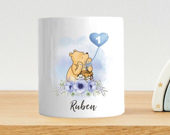 Tirelire personnalisée pour 1er anniversaire, tirelire Winnie l'ourson, 1er anniversaire de petit-fils, petite-fille, nièce, neveu, cadeau personnalisé
