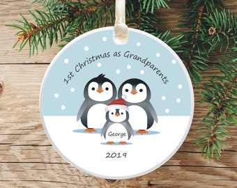 First Christmas As Grandparents Personalised Christmas Bauble -  Personalized Grandparents Christmas Tree Decoration - Holiday Ornament