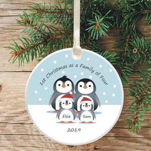 First Christmas As A Family of 4 Personalised Christmas Tree Decoration -  Personalized Family Christmas Tree Ornament - Holiday Decor