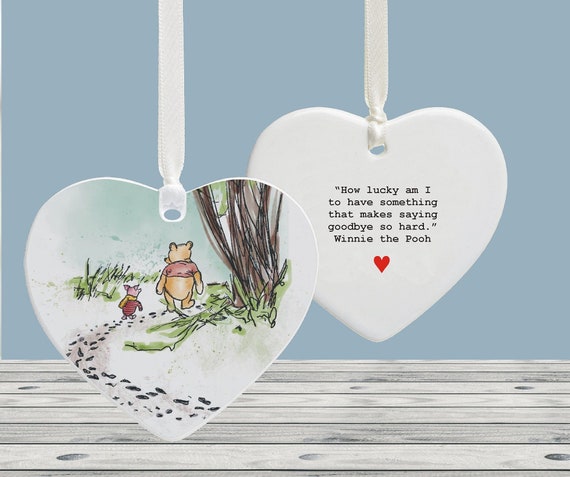 Friend or Colleague leaving gift, Bon Voyage Gift, Saying Goodbye, Winnie The Pooh Ceramic Heart Gift, Goodbye Miss You Gift For Friend