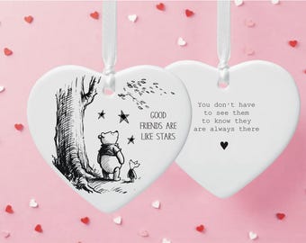 Winnie The Pooh Friendship Ceramic Heart Gift For A Friend- Keepsake For Best Friend - Friend Appreciation Keepsake - Au Revoir Leaving Gift