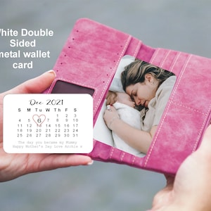 Personalisierte doppelseitige Metall Geldbörse / Brieftaschen-Karte - Muttertagsgeschenk, Muttertagsandenken, Tag, an dem du meine Mama wurdest, Fotogeschenk