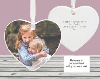 Valentine's Day Photo Ceramic Keepsake gift, Photo Heart Decoration for Mum or Dad From Kids