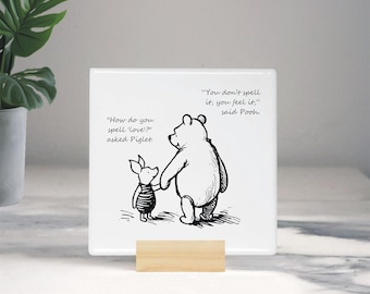 Winnie The Pooh Mother's Day Ceramic Plaque - Mother's Day Card Alternative For Mum, Grandma, Nana - How Do You Spell Love Pooh Quote