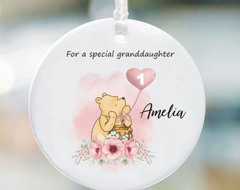 Winnie the Pooh 1st Birthday Personalised Ceramic Keepsake Gift for Granddaughter, Niece, Daughter, Great Granddaughter, Goddaughter