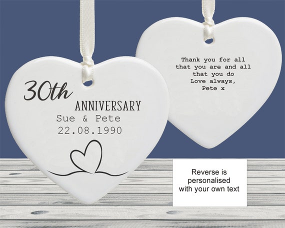 Personalised 30th Wedding Anniversary Ceramic Ornament Decoration Keepsake  Sentimental Wedding Anniversary Gift For Wife or Husband