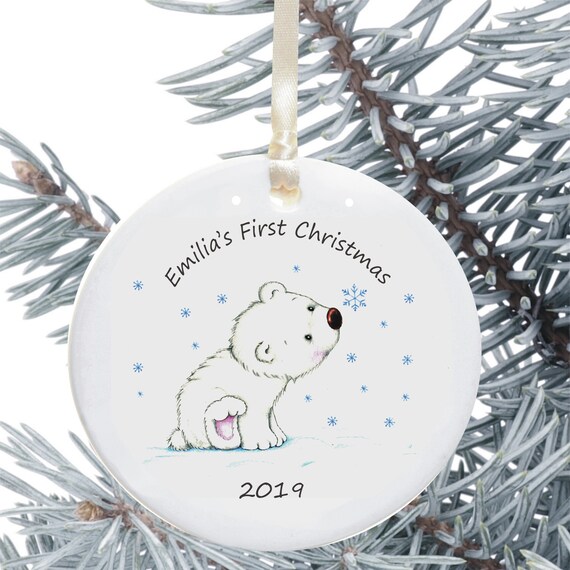 Child Baby Xmas Bauble Gift Personalised Name Christmas Tree Decoration Frost.
