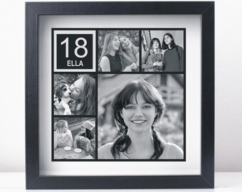 Collage photo encadré personnalisé pour 18e anniversaire - Cadeau souvenir unique de 18e anniversaire pour un ami, une fille ou une petite-fille