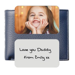 Mensaje escrito a mano del niño y foto Tarjeta de billetera de metal del día del padre - Regalo de hija, hijo, niños - Regalo personalizado para abuelo