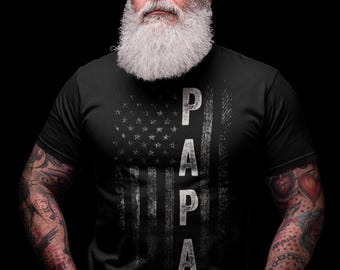 Papa USA Flag T-Shirt - Patriotic Father's Day Gift