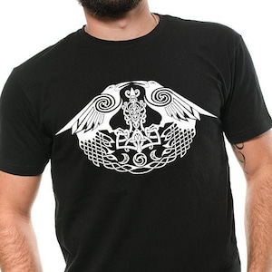 Viking Celtic Odin&#39;s Ravens Viking Shirts Huginn Muninn Odin Viking shirts for men