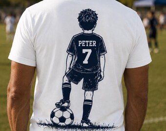 Custom soccer dad shirt with kid's name & number | personalized soccer dad gift | father's day soccer shirt, game day dad tee