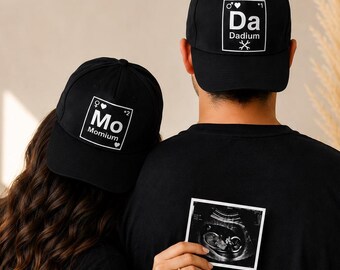 Personalized pregnancy announcement periodic table hat | new mom dad