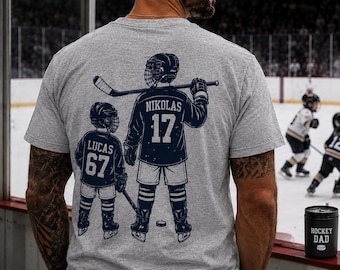 Personalized Hockey Dad T-Shirt, Custom Kids Names and Numbers, Father's Day Gift for Him, Sports Tee