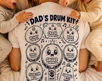Dad's Drum Kit Shirt — Kids Play Drums on Dad's Back | Funny Interactive Father's Day Gift from Kids | Toddler Activity Grandpa Shirt
