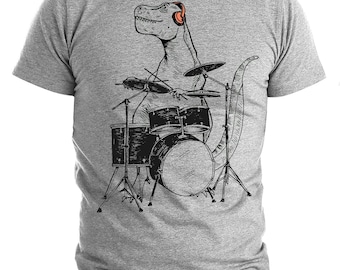 Drummer t-shirt gift dinosaur playing drums shirt men's funny shirt men's graphic tee t-rex drums gifts music gift