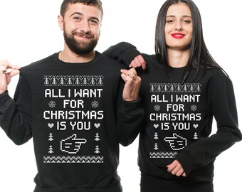 Matching Christmas Sweatshirts, Ugly Christmas Sweaters, Family Christmas Shirts, All I Want For Christmas, Couple Sweaters Christmas