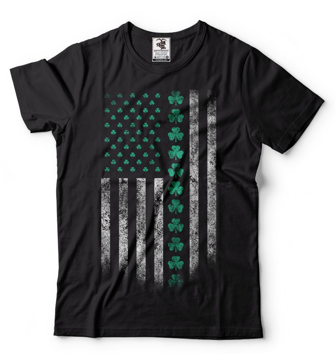 Men's St. Patrick's Day T-Shirt - Irish Flag & Shamrock Design, Green Clover Graphic Tee