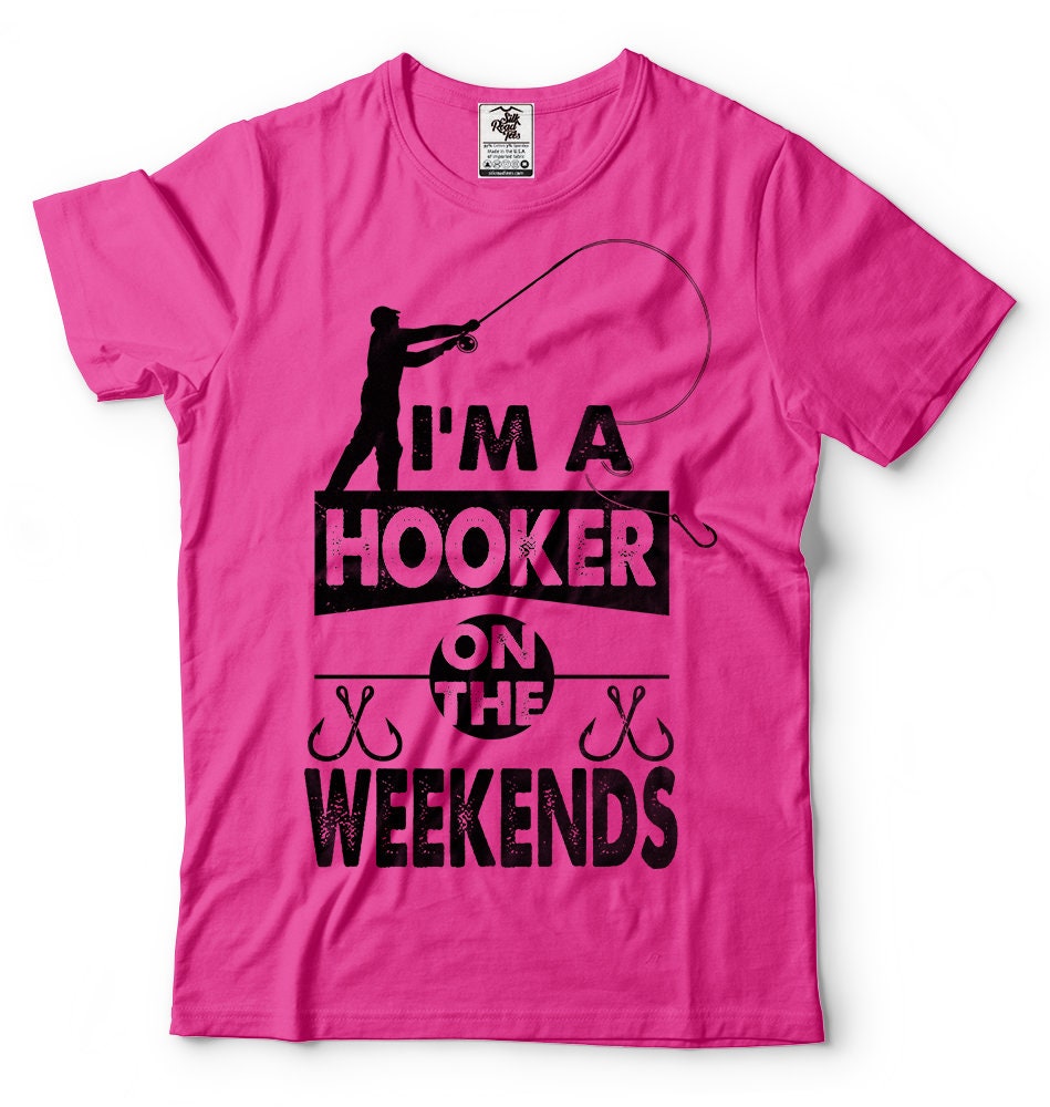  Womens Funny Fishing-Shirt Hooker On Weekends Bass Fish Dad  V-Neck T-Shirt : Clothing, Shoes & Jewelry