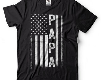 Papa T-Shirt, Distressed American Flag Graphic Tee