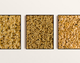 Set of 3 PRINTABLE "Pasta types" digital download photography kitchen wall decor art suitable for large format
