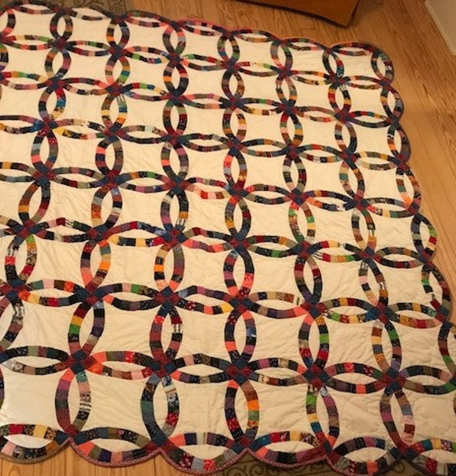 Beautiful handmade wedding ring Quilt. Etsy