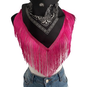 Yeehaw Sass Fringe Bandana – Pink Fringe Western Neck Scarf