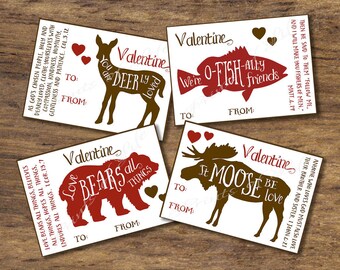 Kinder Valentinskarten. Christlicher Valentinstag. Bibelverse. Schule sofortiger download druckbare DIY. Waldtiere Bär Fisch Hirsch. kvc