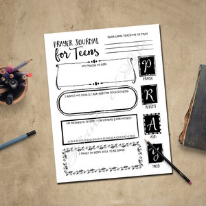Prayer Notes for Teens. Instant Download Printable. ACTS. | Etsy
