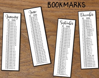 1 Year Read through the Bible Bookmark Tracker. Christian Book marks. Instant download. DIY printable reading list. Book lover gift. Planner