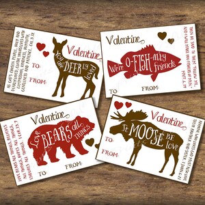 Tarjetas de San Valentín para niños. Día de San Valentín cristiano. Versículos de la Biblia. Descarga instantánea de la escuela DIY imprimible. Animales del bosque Oso Pez Ciervo. kvc