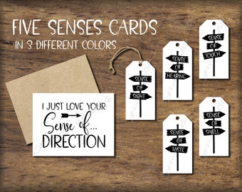 five senses gift tags card instant download printable 5 etsy