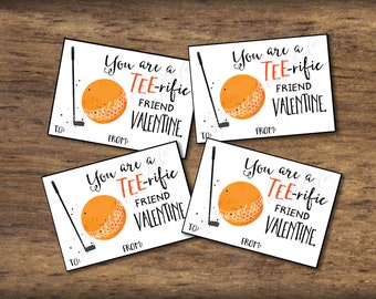 Golf. Kids Valentine cards. Sports Valentines Day. Boys girls. Instant download Pdf printable Tee-rific print. Classroom school tags. kvc