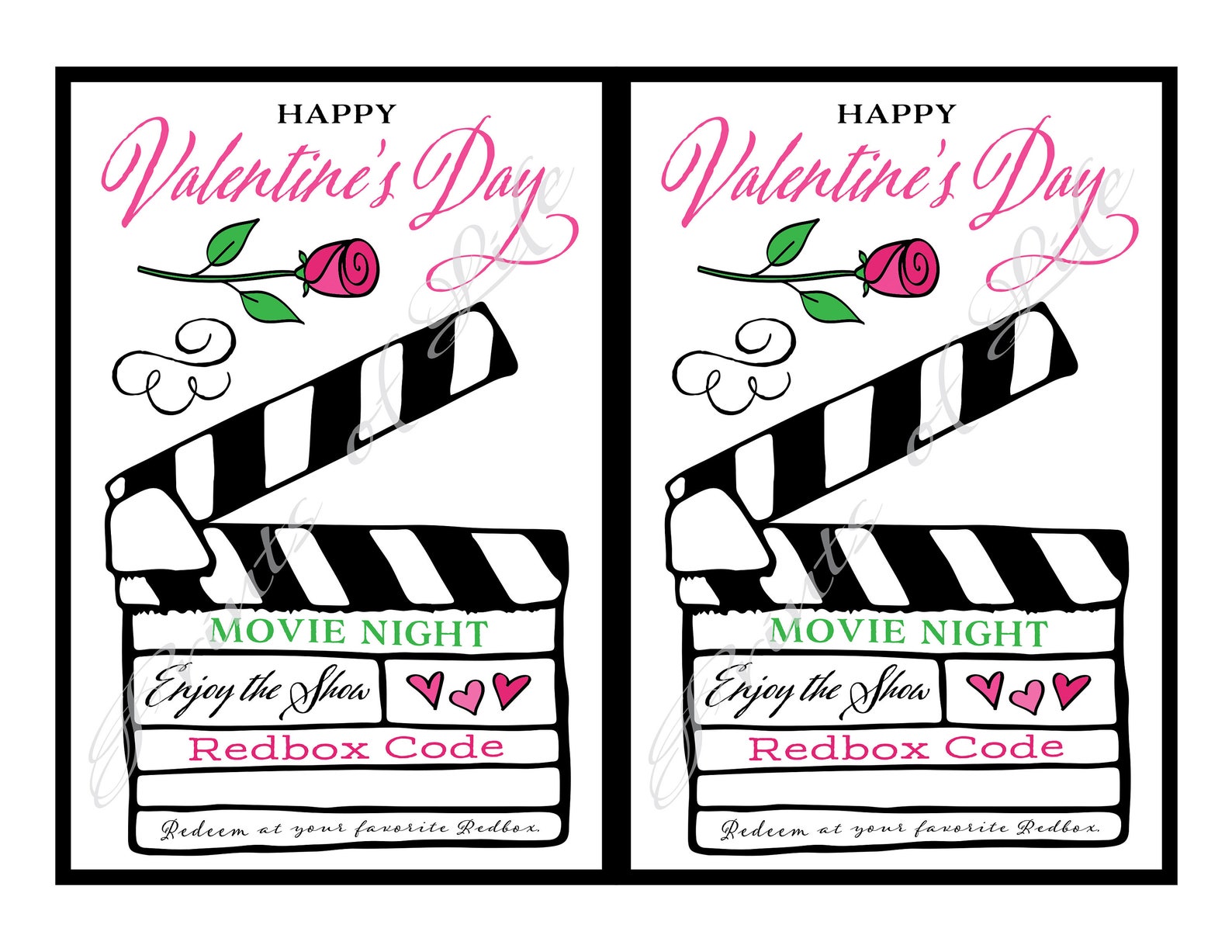 Valentines Day Printable Redbox Code Gift Card. Instant | Etsy
