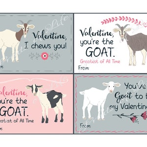 Kids Valentine Cards for School. Cute Goat Animals. Valentines - Etsy