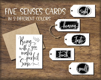 Five Senses Geschenkanhänger & Karte. Sofortiger Download zum Ausdrucken. Herren Valentinstag Geschenk für ihn ihr Mann Frau Freund. Weihnachten Geburtstag.