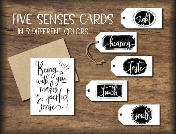 Five Senses Gift Tags & Card. 5 Senses Instant Download Printable