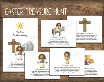 Kids Easter scavenger hunt. Easter Treasure Hunt. Instant download printable. Christian gift set. Scripture Bible verse. Easter egg hunt.