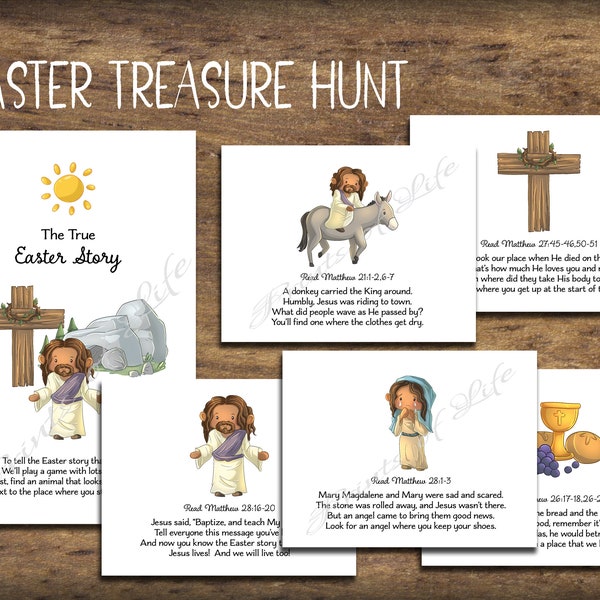 Kids Easter scavenger hunt. Easter Treasure Hunt. Instant download printable. Christian gift set. Scripture Bible verse. Easter egg hunt.