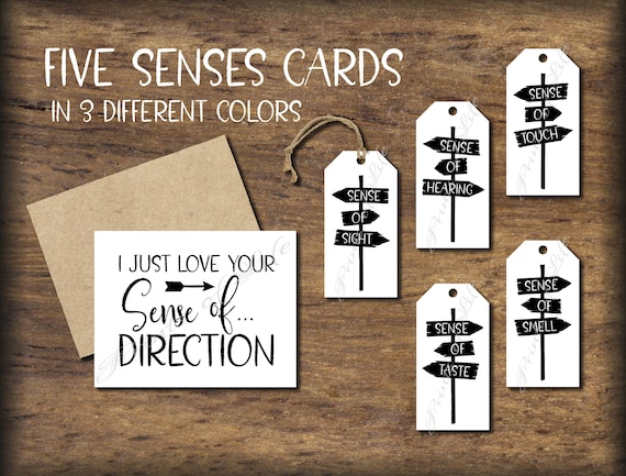 Romantic Five Senses Gift Tags & Card. Instant Download Printable